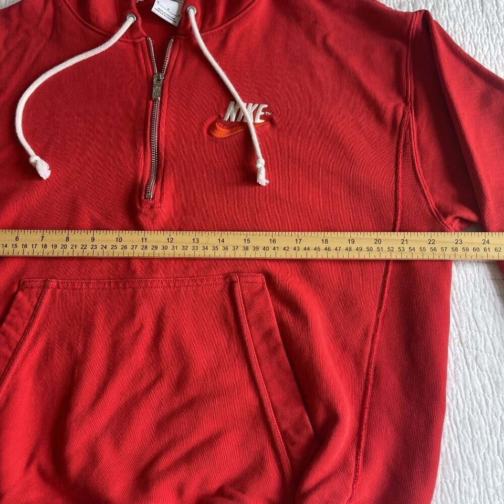 Nike Mens SZ M Embroidered Logo Half Zip Hooded Fleece Pullover Pocket Red - Picture 7 of 10